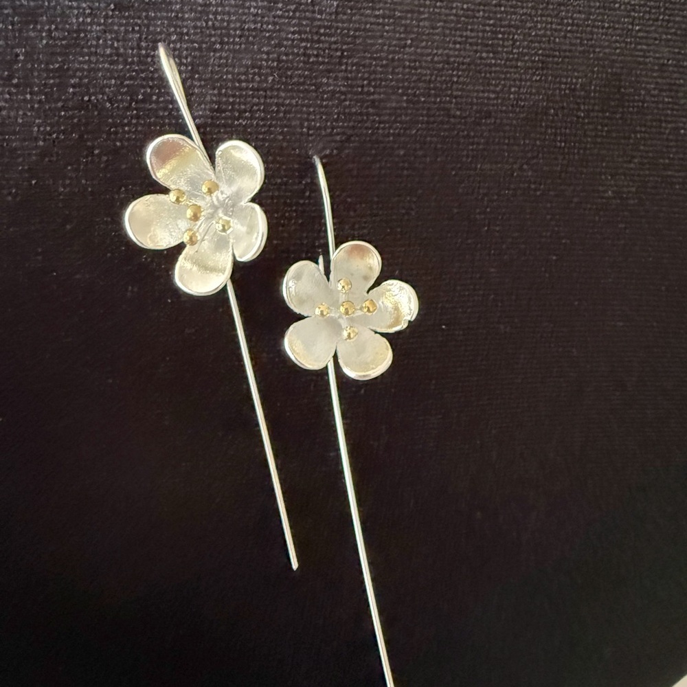 925 sterling Japanese Cherry Blossom loop earring